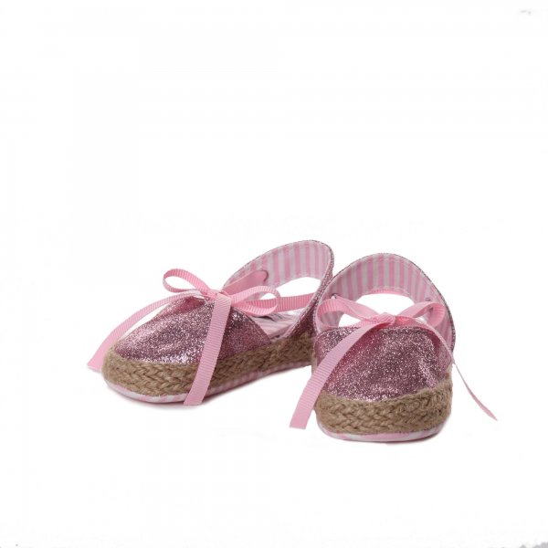 Monnalisa - Scarpine baby rosa glitter con nastro