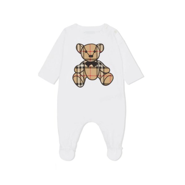 Burberry - BABY WHITE ROMPER WITH TEDDY BEAR