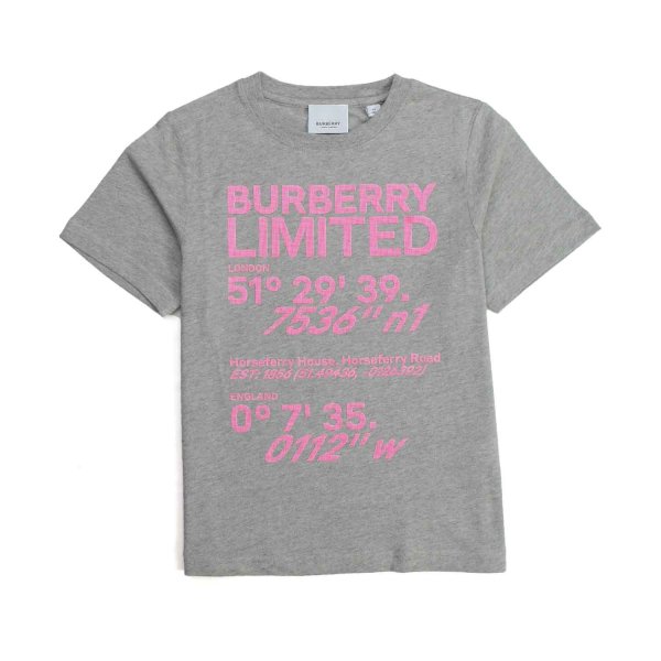 Burberry - T-shirt grigia stampa coordinate