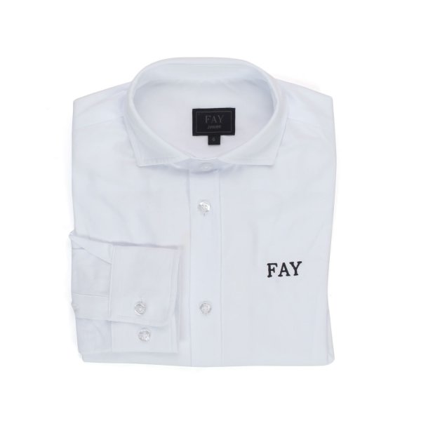Fay Junior - WHITE SHIRT WITH BLUE LOGO FOR CHILDREN AND TEEN