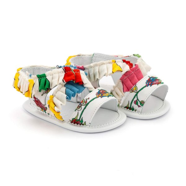 Pucci - WHITE AND MULTICOLOR SANDALS FOR BABY GIRLS