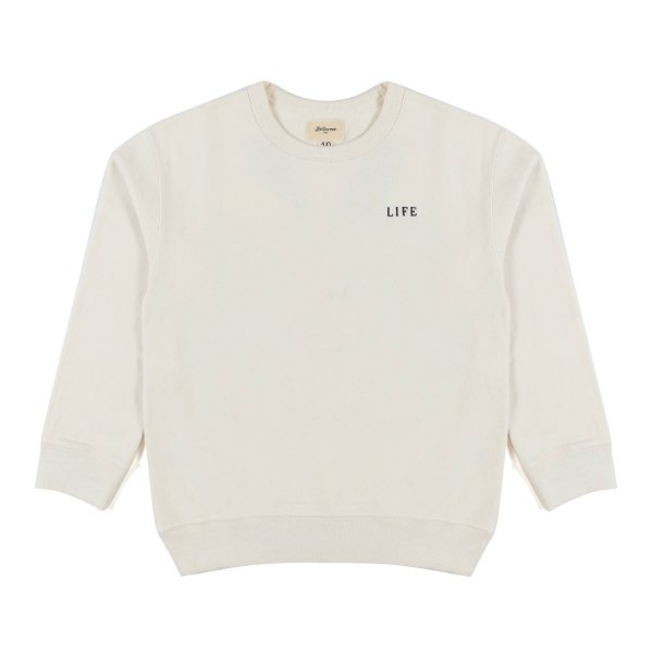Bellerose - OFF WHITE AND GREEN FAGO SWEATSHIRT FOR KIDS AND TEENS