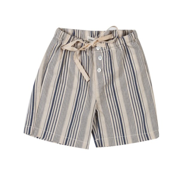 Babe & Tess - UNISEX BEIGE AND BLUE STRIPED BERMUDA SHORTS FOR BABIES