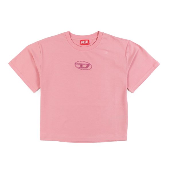 Diesel - T-shirt Tnisse rosa con logo fucsia glitter