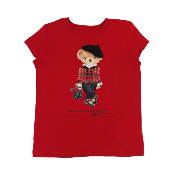 Ralph Lauren - T-shirt rossa con Polo Bear Bambina e Ragazza