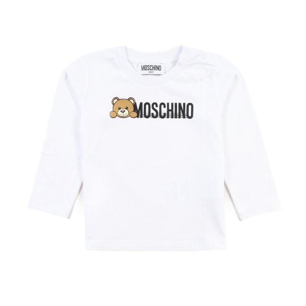 Moschino - T-shirt baby bianca con logo Moschino Teddy Bear
