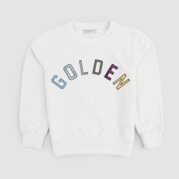 Golden Goose - Beige Sweatshirt with Colored Writing for Children