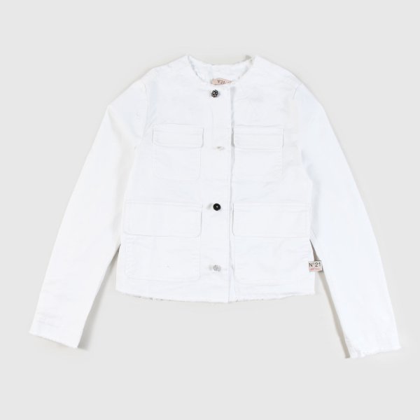 N° 21 - White Multi-pocket Jacket for Girls