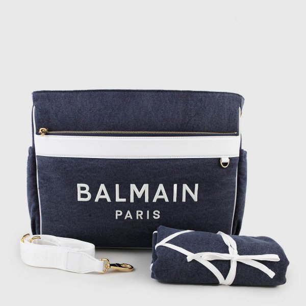 Balmain - Blue Jeans Effect Bag With Gold And White Details