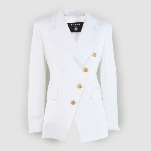 Balmain - White Jacket with Gold Buttons for Girl
