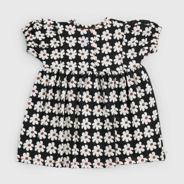 Aventiquattrore - Little Black Dress with Flower Print for Baby Girls