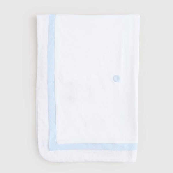 La Stupenderia - White and light blue baby blanket