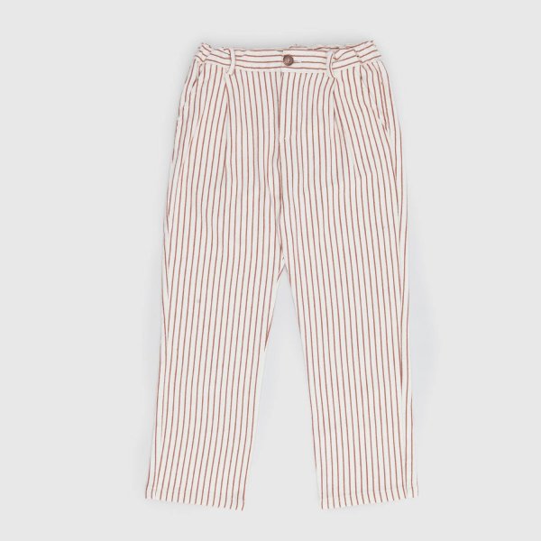 Zhoe & Tobiah - Long Beige Trousers with Brown Stripes