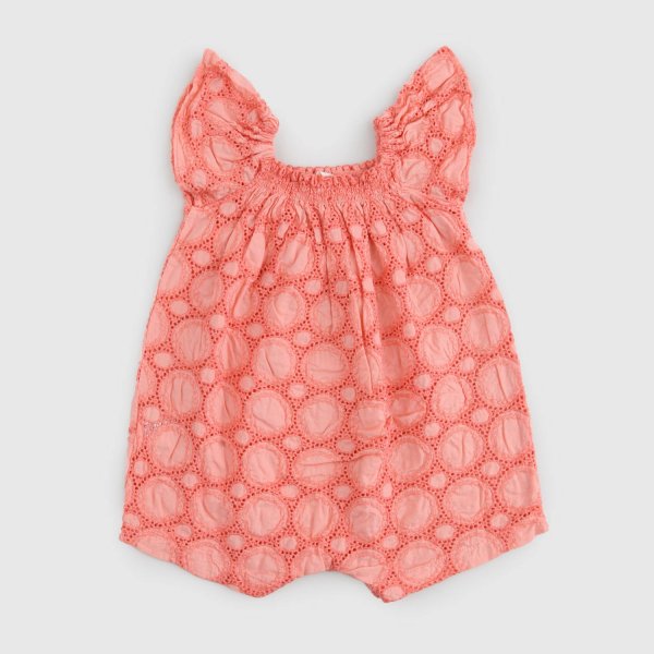 Zhoe & Tobiah - Baby Girl Salmon Pink Romper Dress