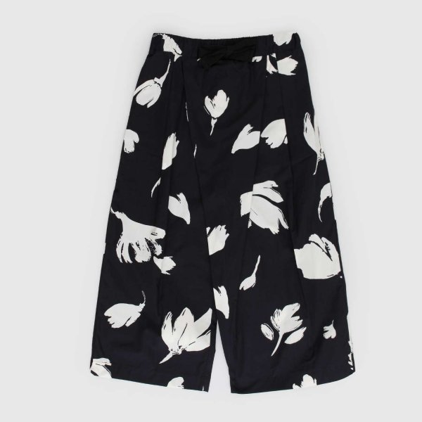 Meimeij - Black Trousers with Beige Flowers for Girl