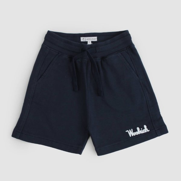 Woolrich - Navy Boy Shorts With Embroidery