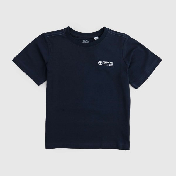 Timberland - maglietta blu e bianca ragazzo e bambino