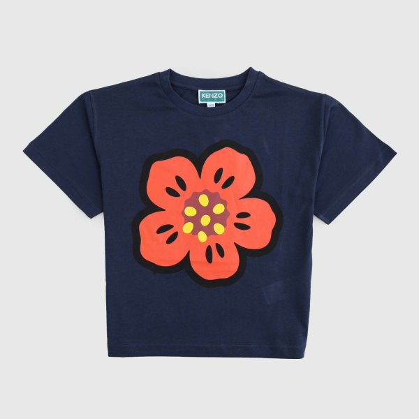 Kenzo - Blue T-shirt with flower for girls