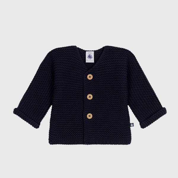 Petit Bateau - Blue Cardigan With Buttons For Baby Girls