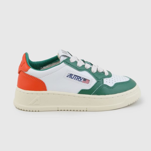 Autry - White, Orange and Green Low Sneaker
