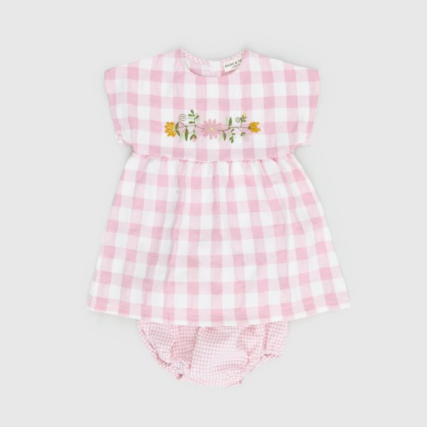 Babe & Tess - Baby Girl Checked Culotte Dress