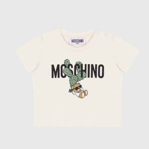 Moschino - t-shirt gialla stampa frontale neonato