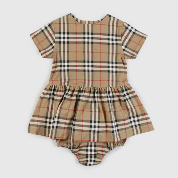 Burberry - abito con mutandina marrone neonata