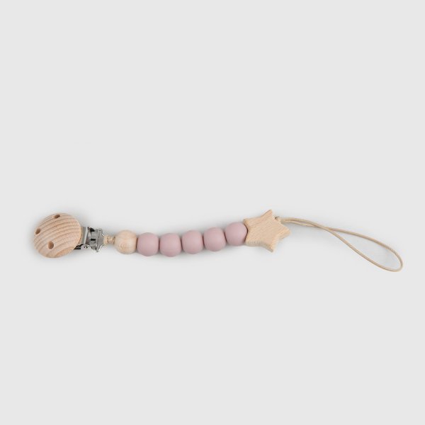 Illytrilly - Pink Pacifier Holder With Silicone Beads