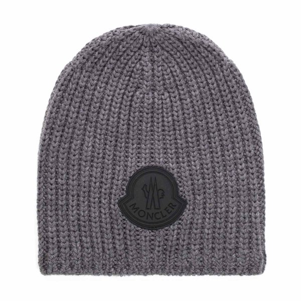 Moncler - GREY WOOL BEANIE FOR BOYS