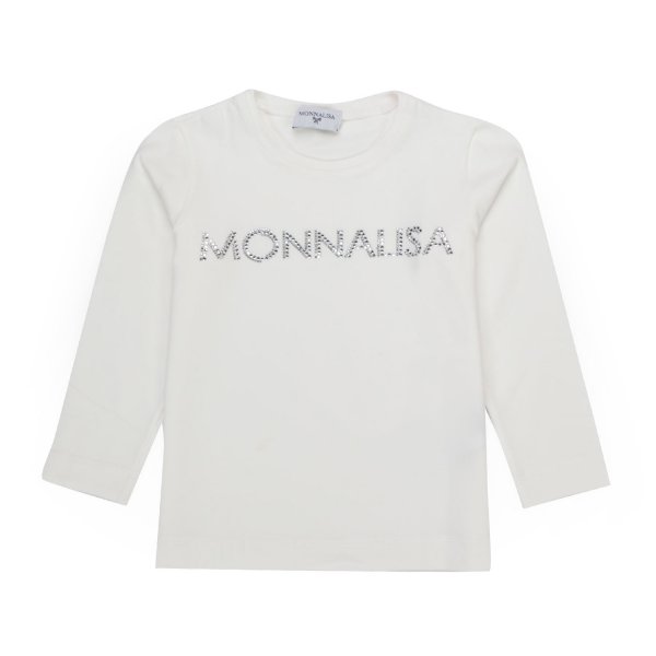 Monnalisa - RHINESTONE WHITE T-SHIRT FOR GIRL