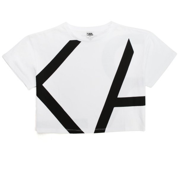 Karl Lagerfeld - BLACK AND WHITE CROPPED T-SHIRT FOR GIRL AND TEEN