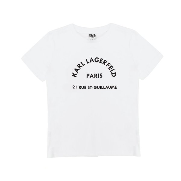 Karl Lagerfeld - WHITE T-SHIRT WITH BLACK LOGO FOR GIRLS AND TEENAGER