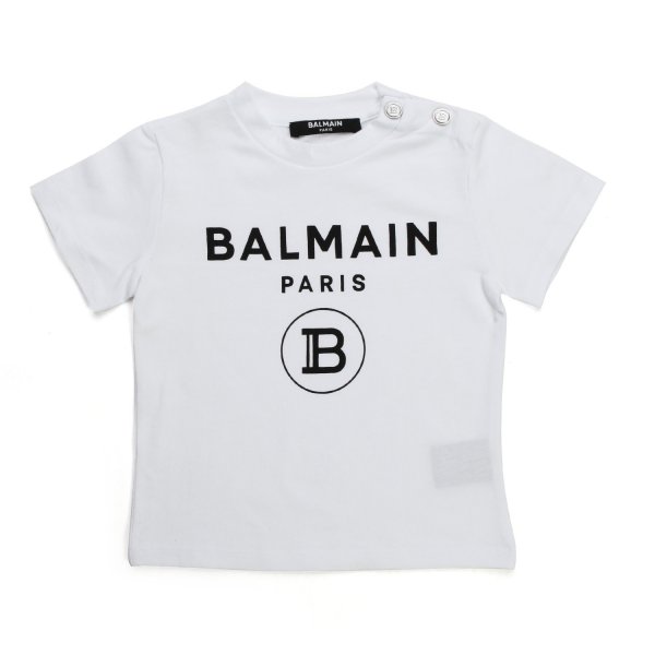 Balmain - Newborn White T-Shirt with Logo Print