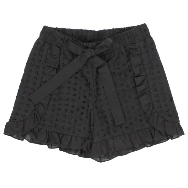 Special Day - LITTLE GIRL BLACK PERFORATED SHORTS
