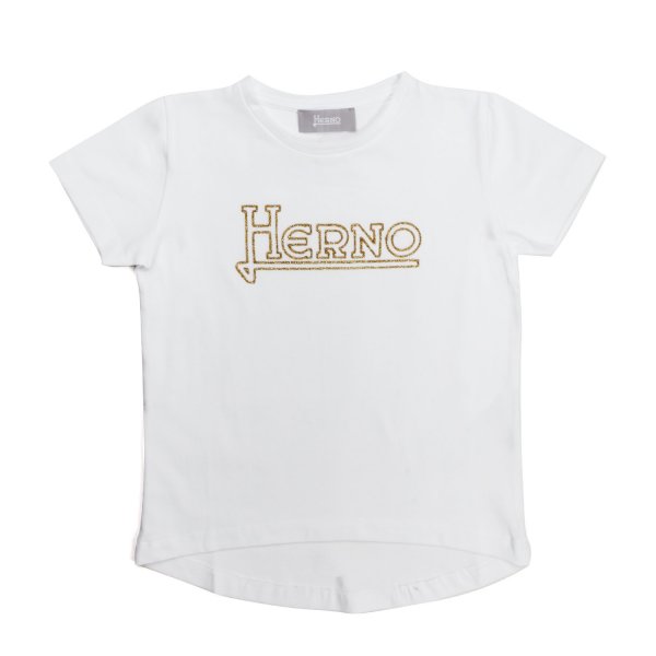 Herno - WHITE T-SHIRT WITH LOGO FOR GIRL 01