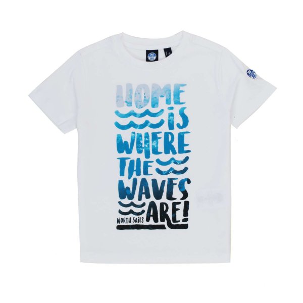 North Sails - WHITE AND LIGHT BLUE T-SHIRT FOR CHILDREN AND TEEN