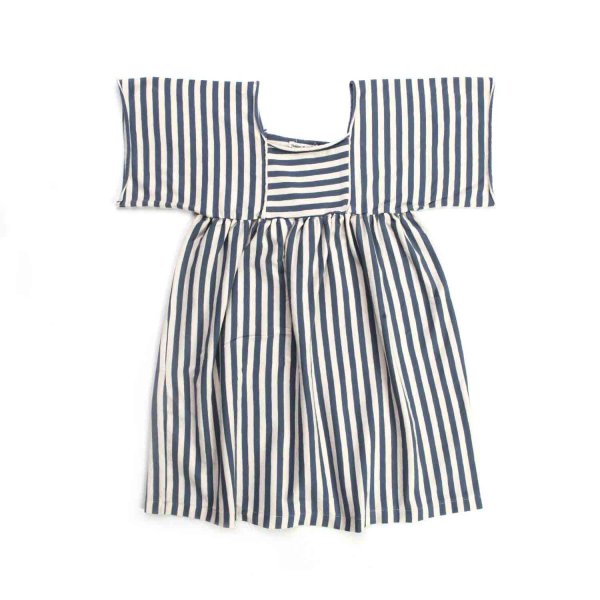 Babe & Tess - BEIGE AND BLUE STRIPED DRESS FOR GIRL