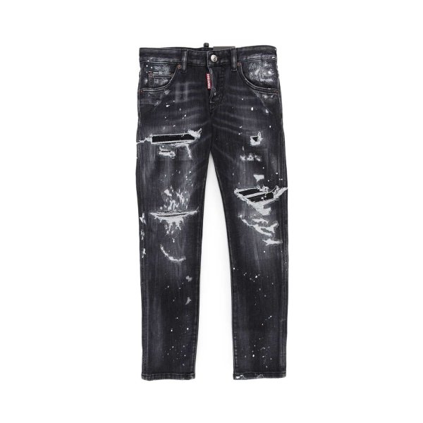 Dsquared2 - BLACK DISTRESSED JEANS FOR BOY 01