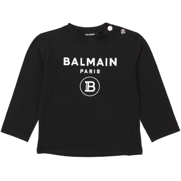 Balmain - LONG SLEEVE BLACK T-SHIRT FOR BABY