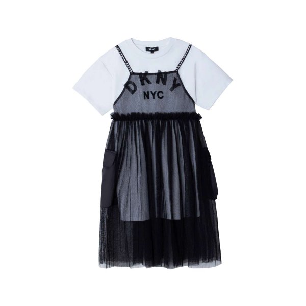 Dkny - TWO IN ONE BLACK AND WHITE DRESS FOR GIRL AND TEEN