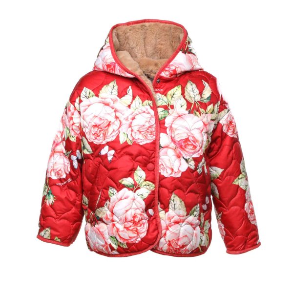 Monnalisa - RED FLORAL DOWN JACKET FOR GIRL