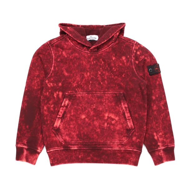 Stone Island - RED BLEACHED SWEATSHIRT WITH HOOD FOR CHILDREN AND TEEN