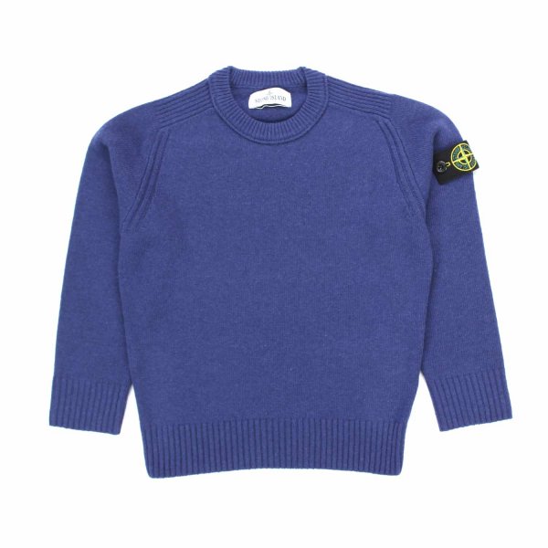Stone Island - BLUE WOOL PULLOVER FOR CHILDREN AND TEEN