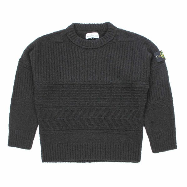 Stone Island - BLACK RIBBED PULLOVER FOR CHILDREN AND TEEN