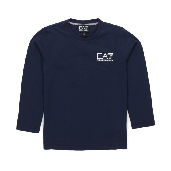 Armani Junior - LONG SLEEVE EA7 BLUE T-SHIRT FOR CHILDREN AND TEEN