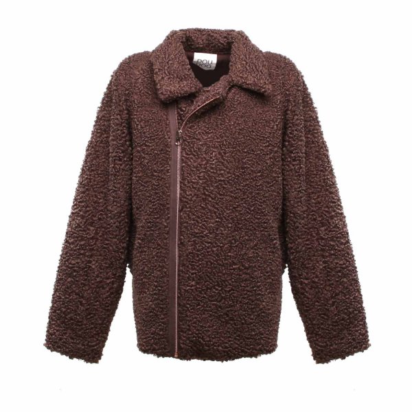Douuod - BROWN FAUX-FUR JACKET FOR GIRL