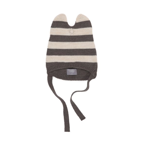 Tocotò Vintage - BABY UNISEX CREAM AND GRAY STRIPED HAT