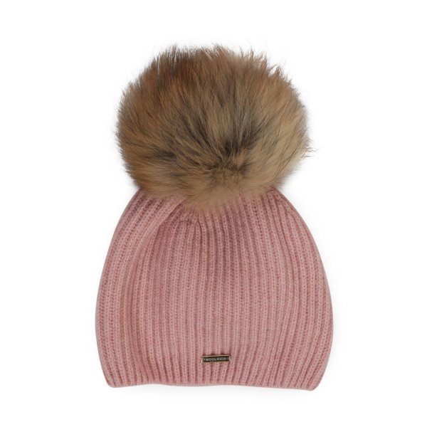 Woolrich - PINK POMPON BEANIE FOR GIRLS