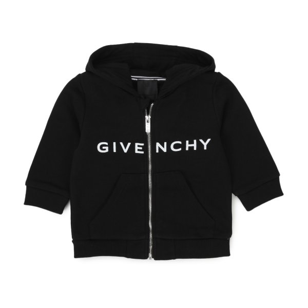 Givenchy - BLACK UNISEX HOODIE SWEATSHIRT WITH ZIP FOR BABY