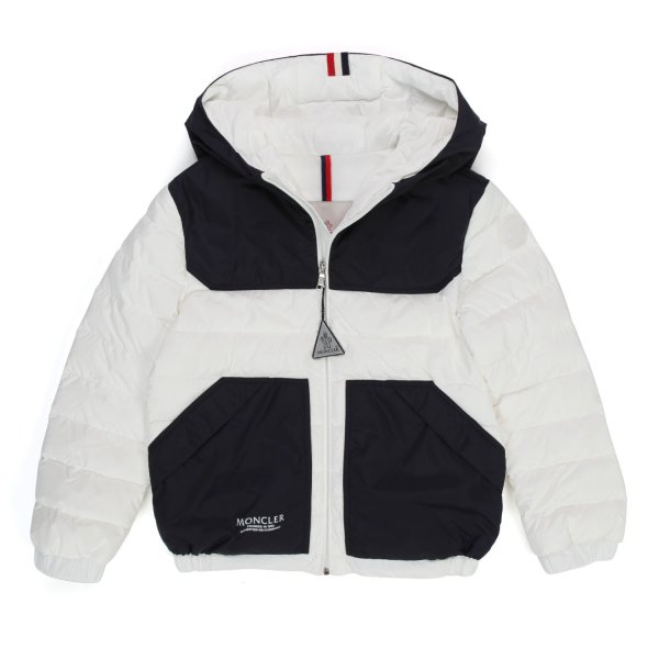 Moncler - WHITE AND BLUE DORENT DOWN JACKET FOR CHILDREN AND TEEN
